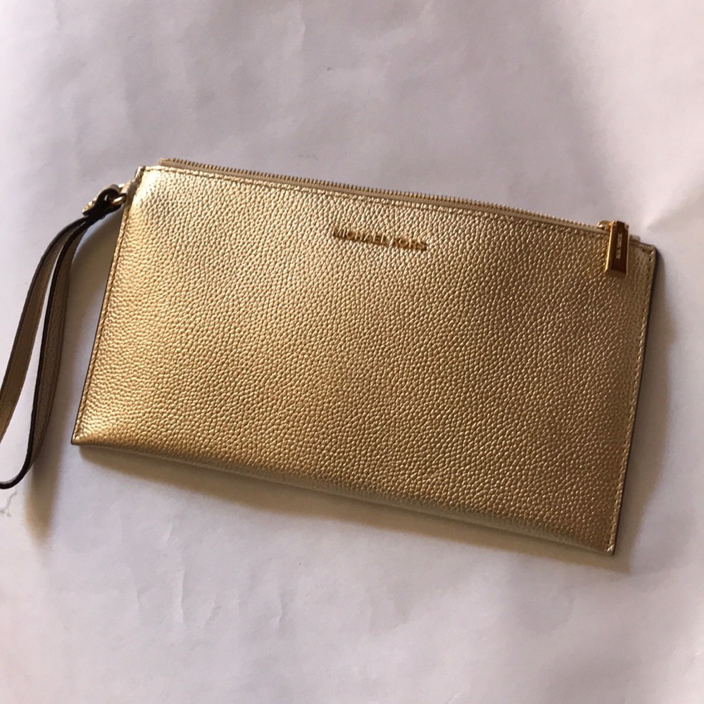 Michael Kors gold travel pouch